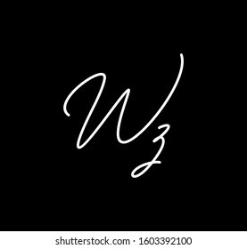 Couple Cursive Letters Initial WZ Signature Handwriting Calligraphy
