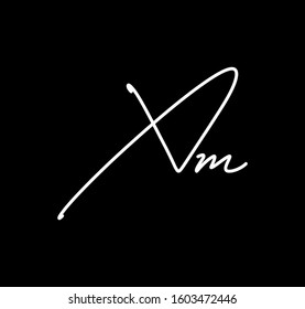 Couple Cursive Letters Initial XM Signature Handwriting Calligraphy