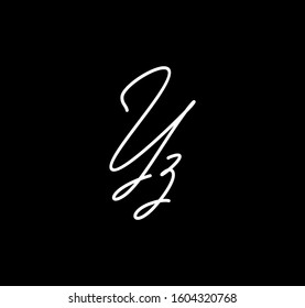Couple Cursive Letters Initial YZ Signature Handwriting Calligraphy