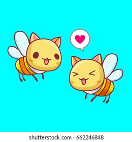 Couple of cute bees in love vector
