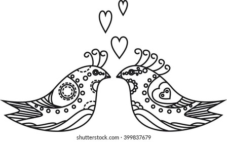 a couple of cute birds vector cartoon
