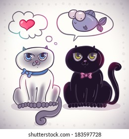 Couple of cute black and white kittens