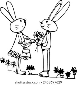 A couple of cute bunnies in love