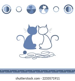 Couple of cute cats in love. Cute Adorable Hand drawn little Cats. vector illustration character.