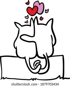 a couple of cute cats in love vector illustration

