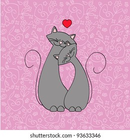 a couple of cute cats in love vector illustration