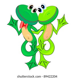 couple of cute frogs.vector illustration.isolated character.none background