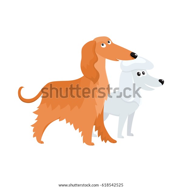 Couple Cute Funny Dog Characters Long Stock Vector Royalty Free