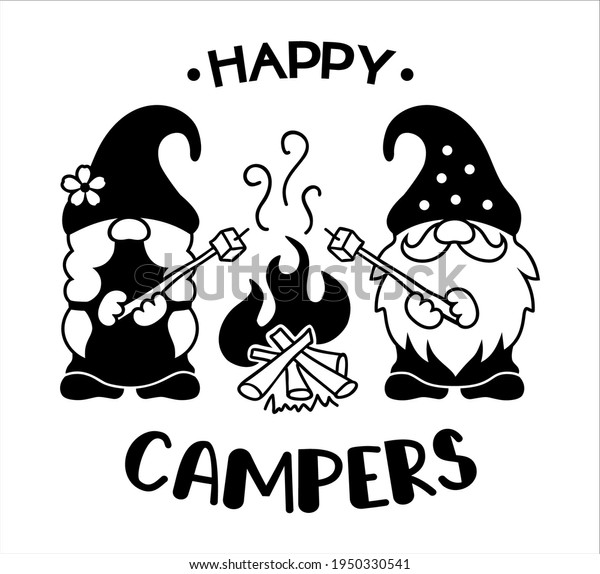 Couple Cute Gnomes Near Campfire Quote Stock Vector (Royalty Free ...