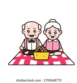 A couple of cute grandparent character design illustration