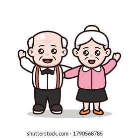 A couple of cute grandparent character design illustration