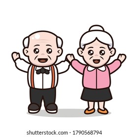 A couple of cute grandparent character design illustration