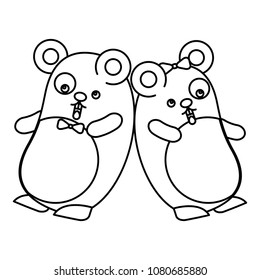 couple cute hamsters kawaii character