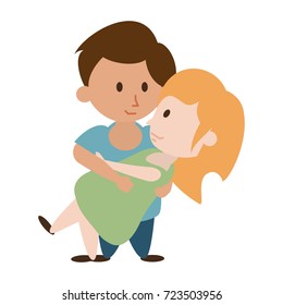 couple cute man and woman icon image 