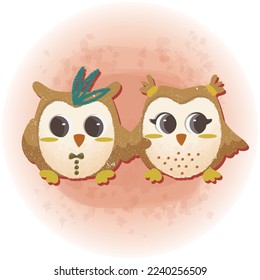 Couple Cute Owl for Valentines Day Lovers Graphic Illustration 08