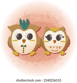 Couple Cute Owl for Valentines Day Lovers Graphic Illustration 04