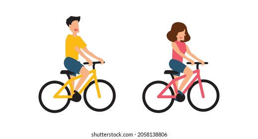 couple cyclist flat style vector illustration design 