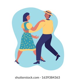 couple dance cartoon. vector illustration