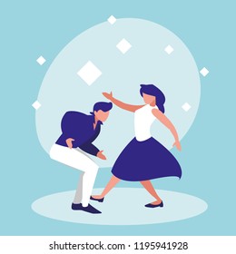 couple dance of disco avatar character