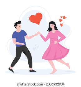 Couple dance flat editable illustration