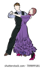 Couple dance image / Illustration material of Vector
