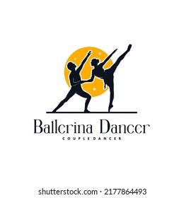 Couple dance logo design template