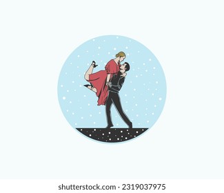 a couple dance in the snow