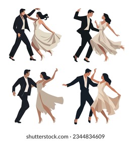 Mujer de danza de pareja e ilustración vectorial de hombre