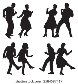 Couple dancers in ballroom dance competition vector illustration