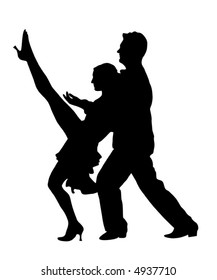Couple dancers silhouette vector illustration