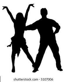 Couple Dancers Silhouette Vector Illustration Stock Vector (Royalty ...