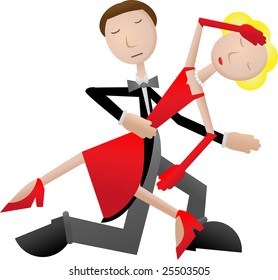 Couple dancing accented isolated on white