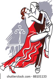 Couple dancing Argentine tango