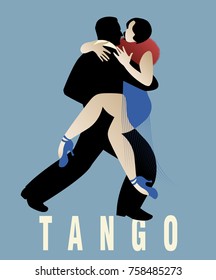 Couple dancing argentinian tango. Vector Illustration