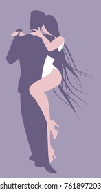 Couple dancing argentinian tango. Vector Illustration