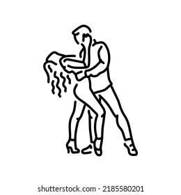 Icono de la línea de color de la bachata de baile de pareja. Pictograma para página web, aplicación móvil, promoción.