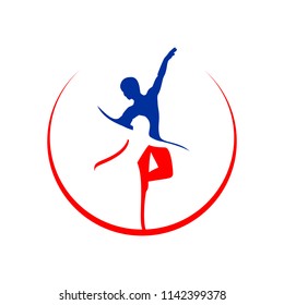 Couple Dancing Ballet Crescent Shape Symbol Design