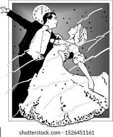 Couple dancing ballroom dance. Vector illustration eps 10