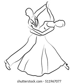 Couple dancing ballroom dance, vector logo