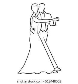 Couple dancing ballroom dance, vector logo