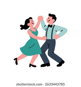 Couple dancing Cartoon Vector Clip Art Illustration, Two Young Girl Boy Free Dance Moves