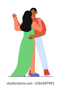 Couple dancing concept. Romantic dancers, love and passion. Family at romantic date. Poster or banner for website. Cartoon flat vector illustration isolated on white background