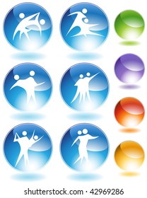 Couple dancing crystal icon isolated on a white background.