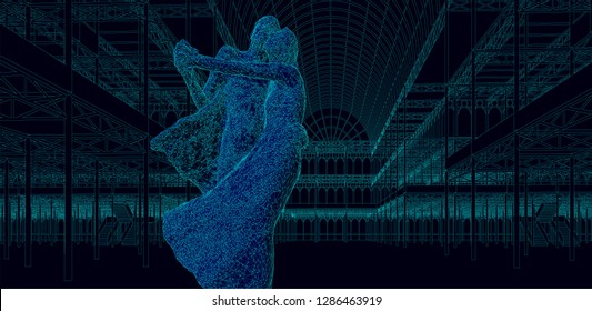 couple dancing at crystal palace. the figures and the background are two different objects for ease of use