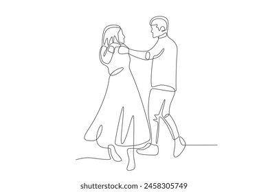 Couple dancing. Dia dos namorados concept one-line drawing