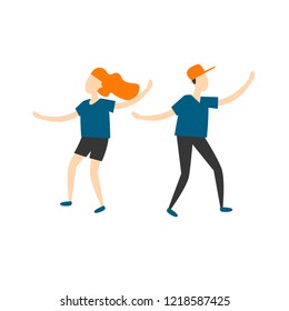 Couple dancing. Flat style vector illustration.