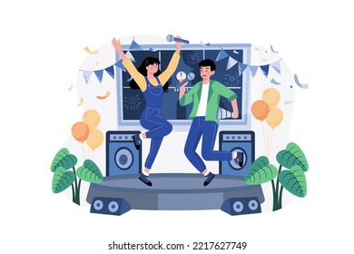 Couple Dancing To Greet A New Year's Eve