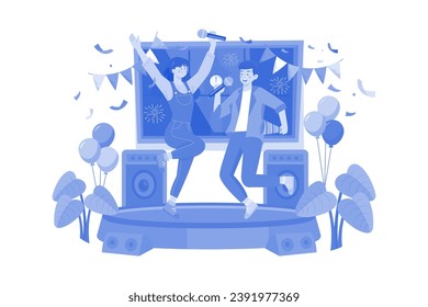 Couple Dancing To Greet A New Year's Eve