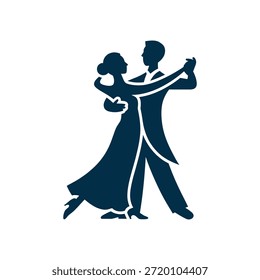 Icono de baile de pareja sobre fondo blanco Ilustración de Arte vectorial sobre fondo blanco.	