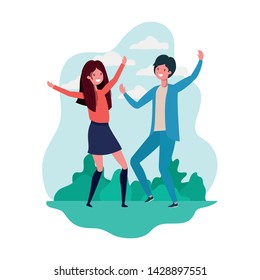 couple dancing in landscape with trees and plants